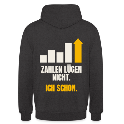 Zahlen lügen nicht. Ich schon. Motiv-Hoodie unisex, Farbe Anthrazit