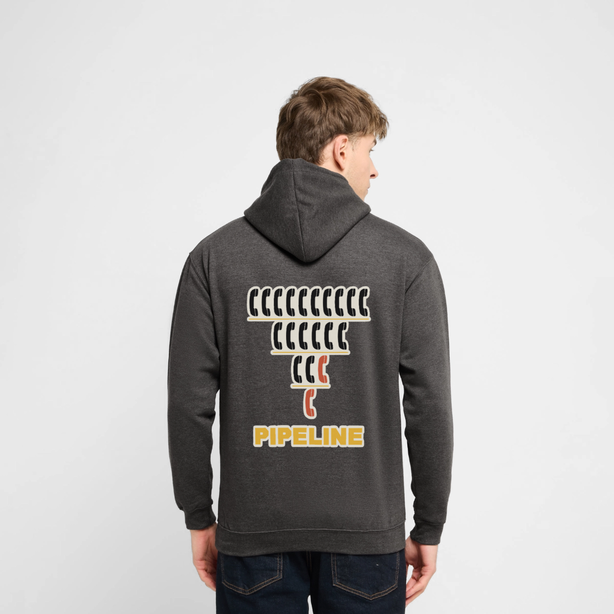 "Pipeline. Isotype-Motiv" Motiv-Hoodie unisex, Farbe Anthrazit, Model