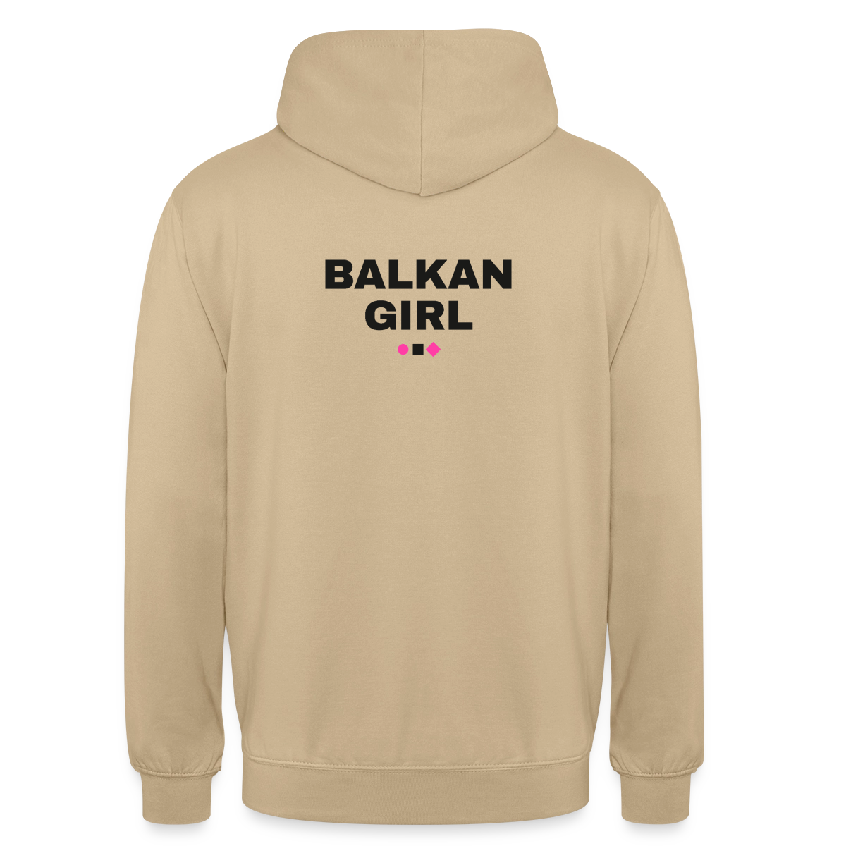 Balkan Girl. Block-Motiv Motiv-Hoodie unisex, Farbe Beige