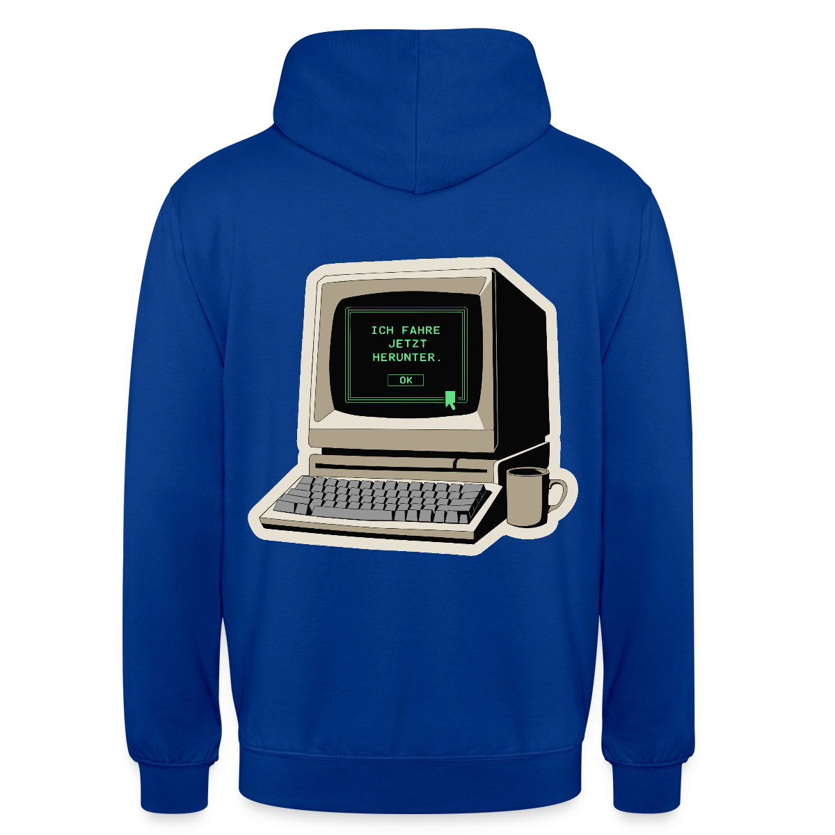 Ich fahre jetzt herunter. Motiv-Hoodie unisex, Farbe Royalblau