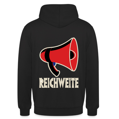Reichweite. Sachplakat-Motiv Motiv-Hoodie unisex, Farbe Schwarz