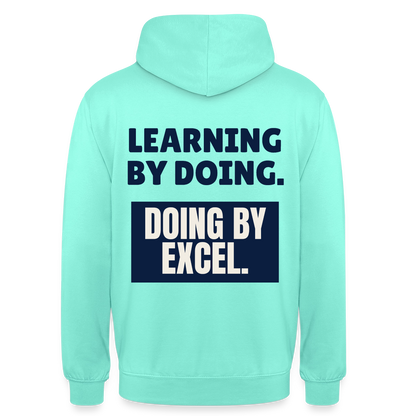 "Learning by doing. Doing by Excel." Motiv-Hoodie unisex, Farbe Mint