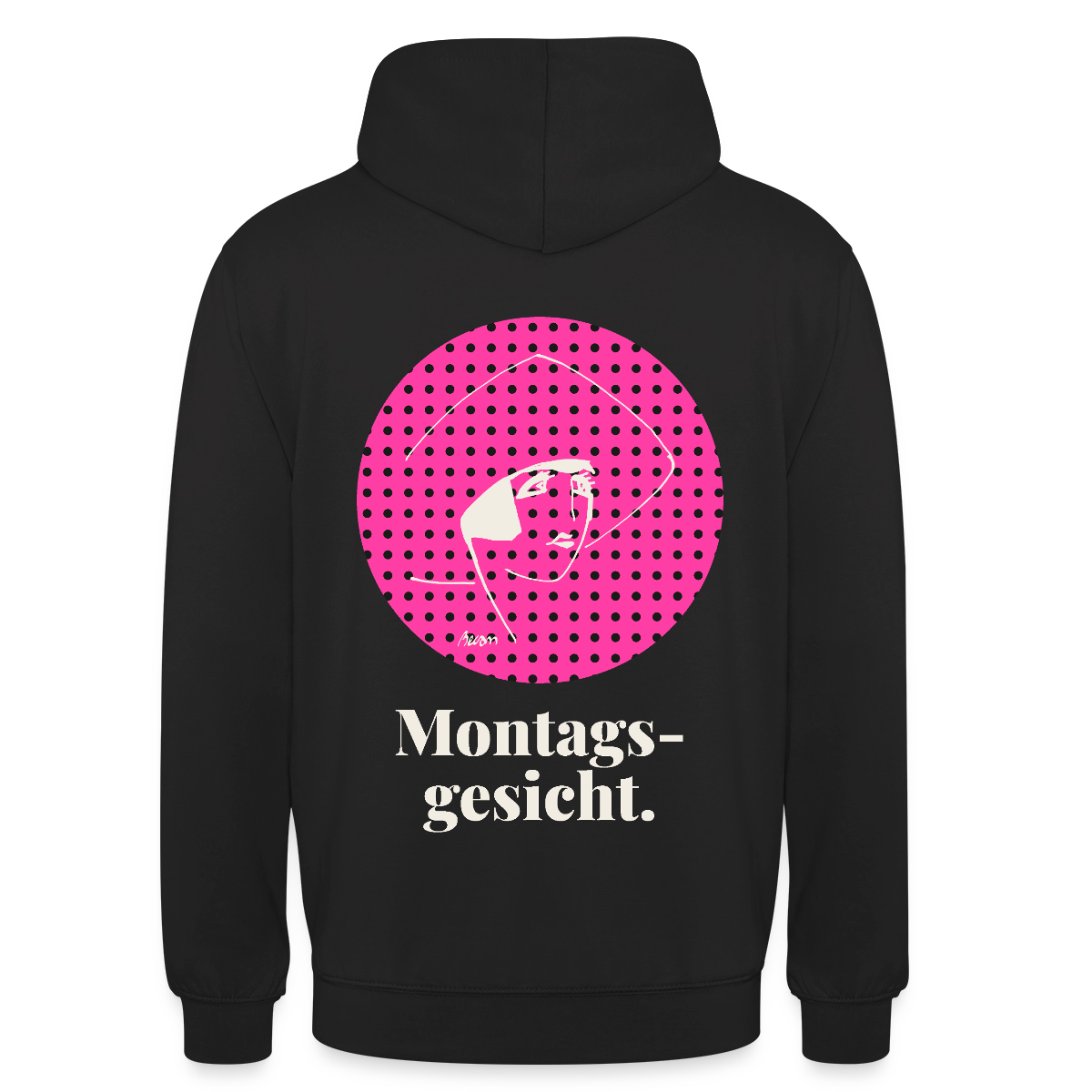"Montagsgesicht. Art-déco-Motiv" Motiv-Hoodie unisex, Farbe Schwarz