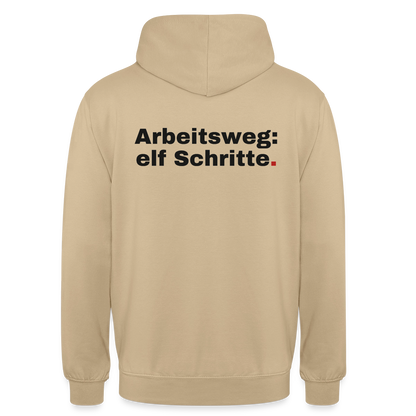 Arbeitsweg: elf Schritte Motiv-Hoodie unisex, Farbe Beige