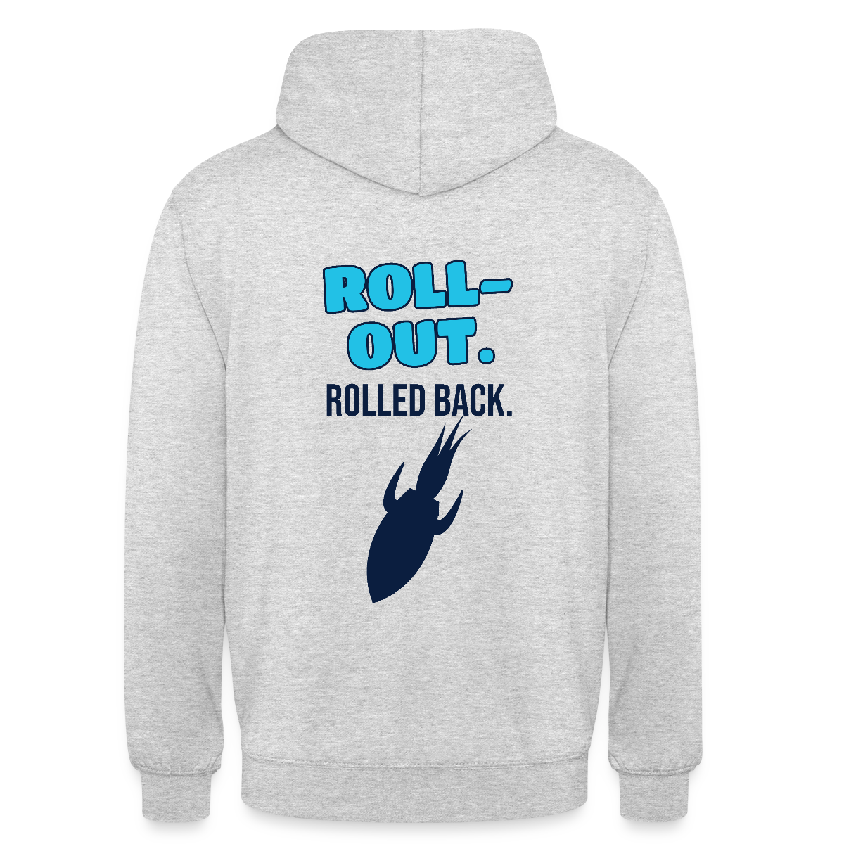Roll-out. Rolled back. Motiv-Hoodie unisex, Farbe Hellgrau meliert