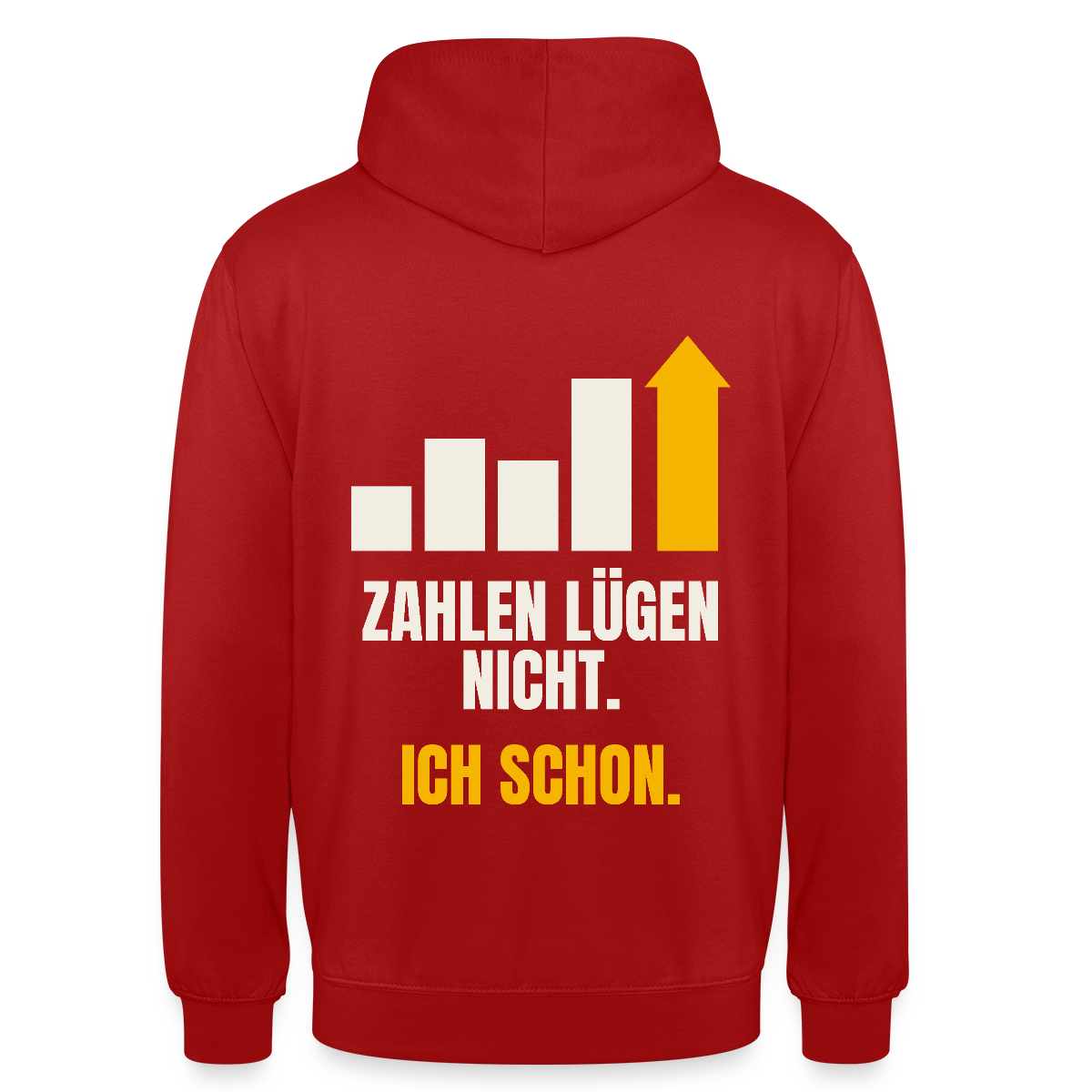 Zahlen lügen nicht. Ich schon. Motiv-Hoodie unisex, Farbe Rot