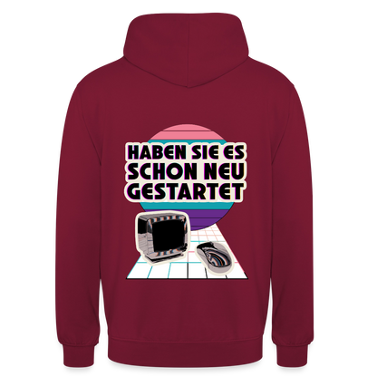 Haben Sie es schon neu gestartet? Vaporwave-Motiv Motiv-Hoodie unisex, Farbe Bordeaux