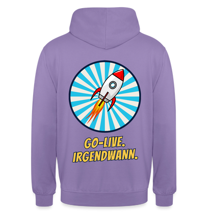 Go-Live. Irgendwann. Comic-Motiv Motiv-Hoodie unisex, Farbe Lavendel