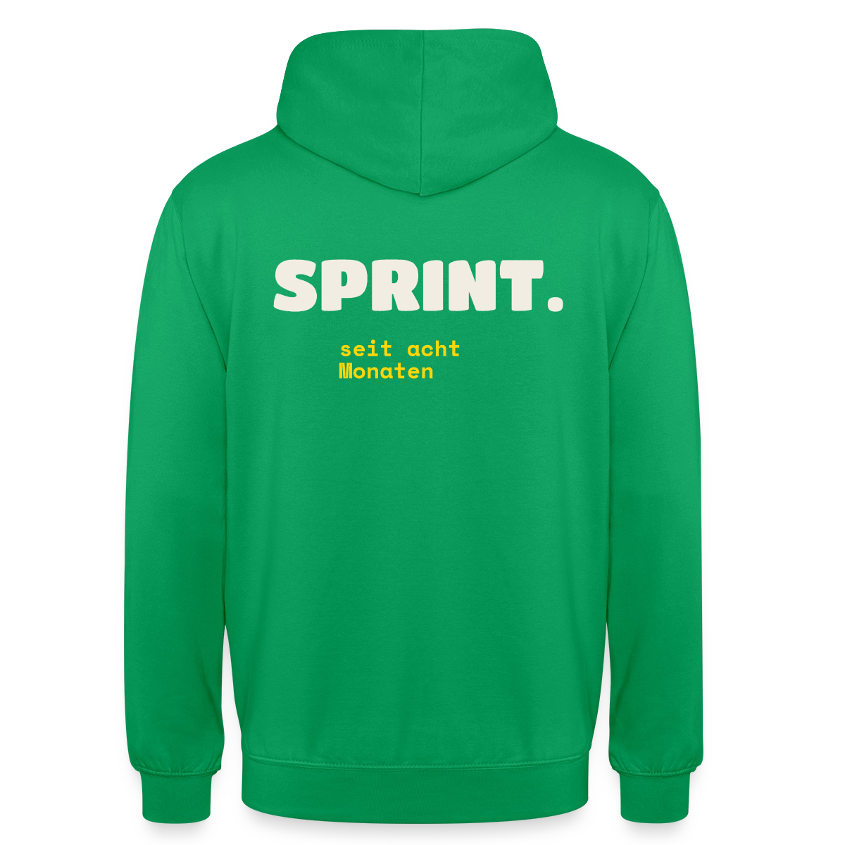 Sprint. Seit acht Monaten. Motiv-Hoodie unisex, Farbe Kelly Green