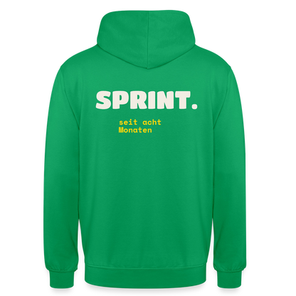 Sprint. Seit acht Monaten. Motiv-Hoodie unisex, Farbe Kelly Green