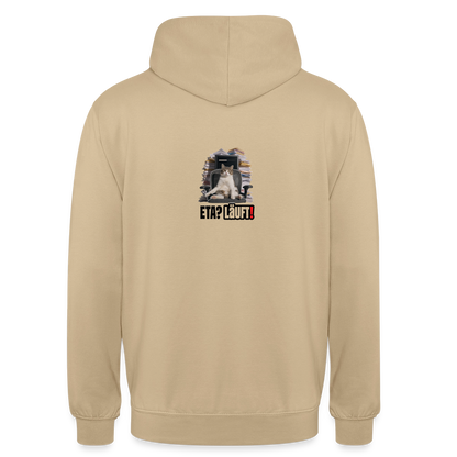 "ETA? Läuft! Bürokatzen-Motiv" Motiv-Hoodie unisex, Farbe Beige