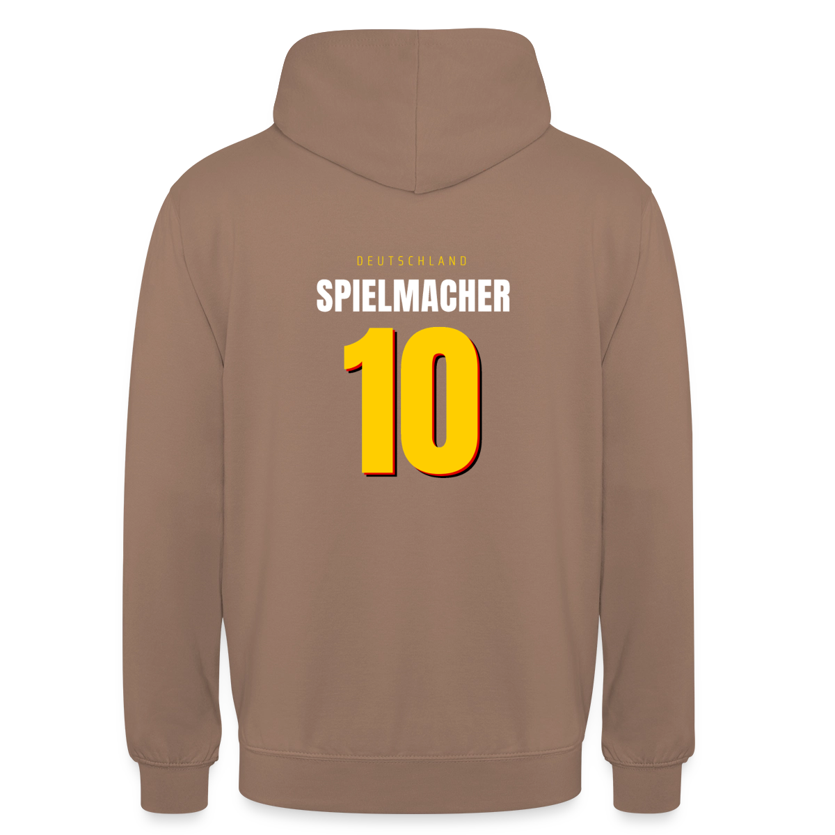 Spielmacher. Trikotnummer-Motiv Motiv-Hoodie unisex, Farbe Mokka