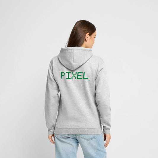 Pixel. Outline-Motiv Motiv-Hoodie unisex, Farbe Hellgrau meliert, Model