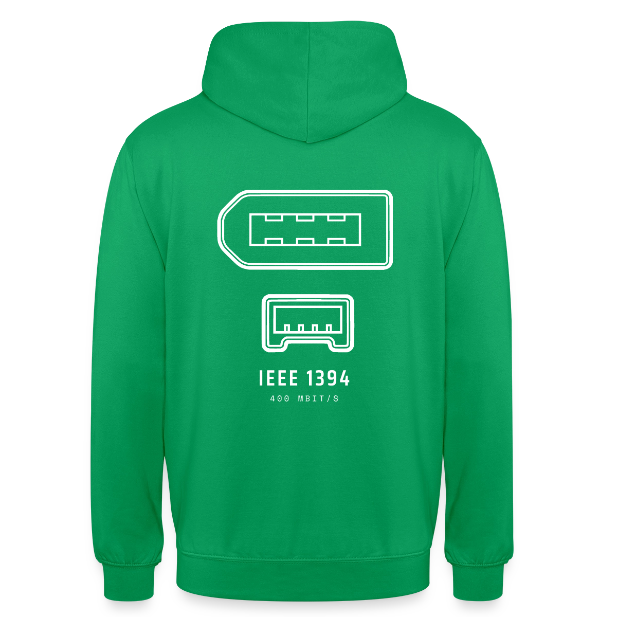 "IEEE 1394, 400 Mbit/s" Motiv-Hoodie unisex, Farbe Kelly Green