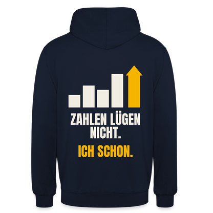 Zahlen lügen nicht. Ich schon. Motiv-Hoodie unisex, Farbe Navy
