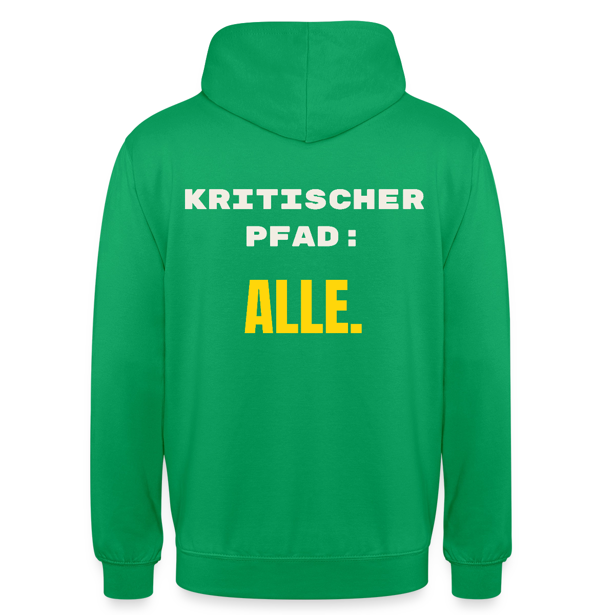 Kritischer Pfad: alle. Motiv-Hoodie unisex, Farbe Kelly Green