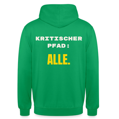 Kritischer Pfad: alle. Motiv-Hoodie unisex, Farbe Kelly Green
