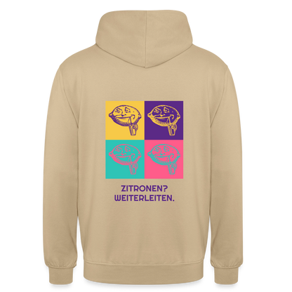 Zitronen? Weiterleiten. Pop-Art-Motiv Motiv-Hoodie unisex, Farbe Beige