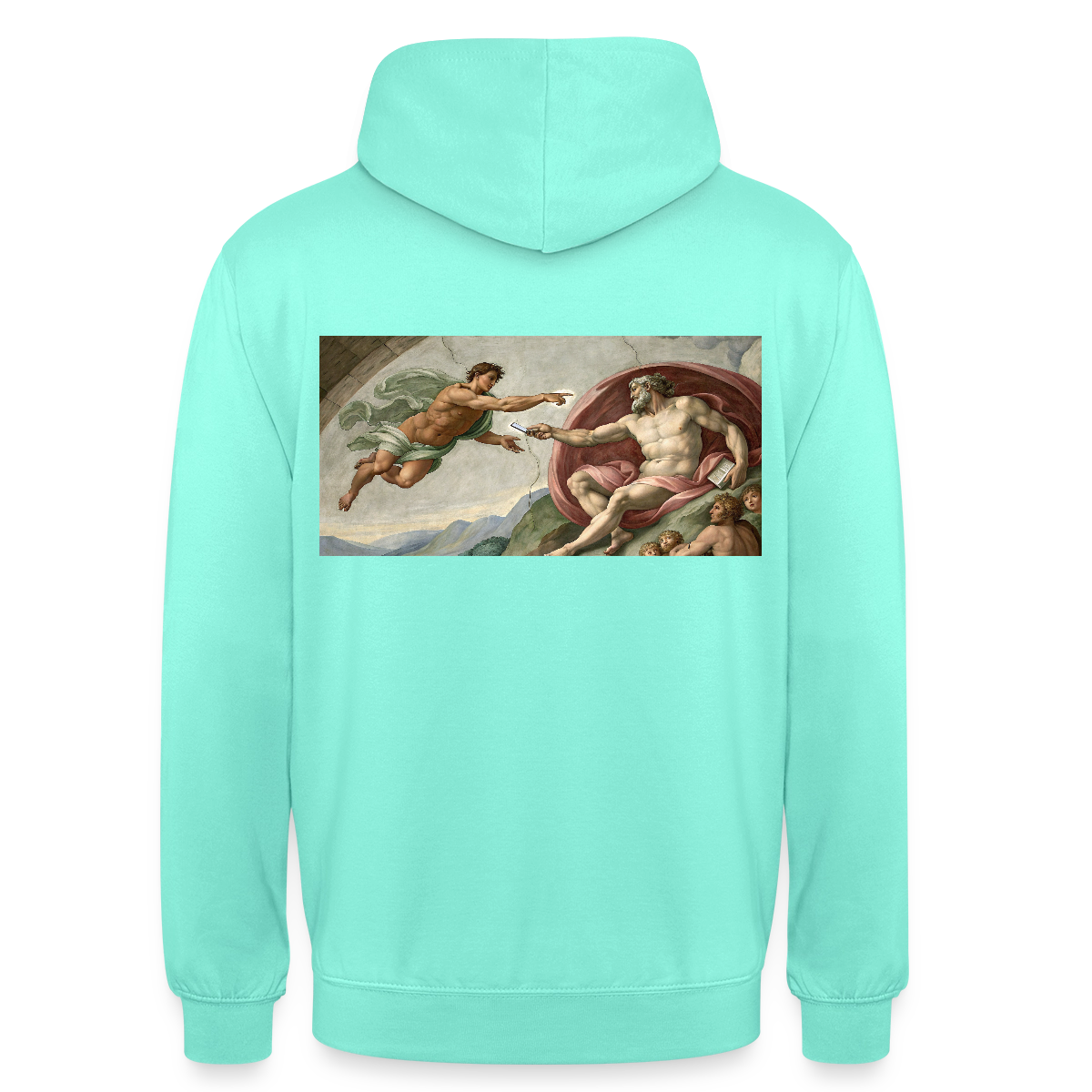 Die Schnittstelle. Renaissance-Motiv Motiv-Hoodie unisex, Farbe Mint