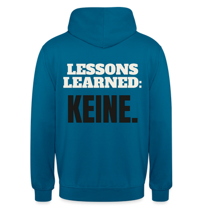 Lessons learned: keine. Motiv-Hoodie unisex, Farbe Tiefseeblau