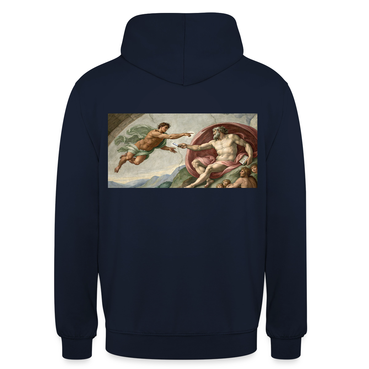 Die Schnittstelle. Renaissance-Motiv Motiv-Hoodie unisex, Farbe Navy