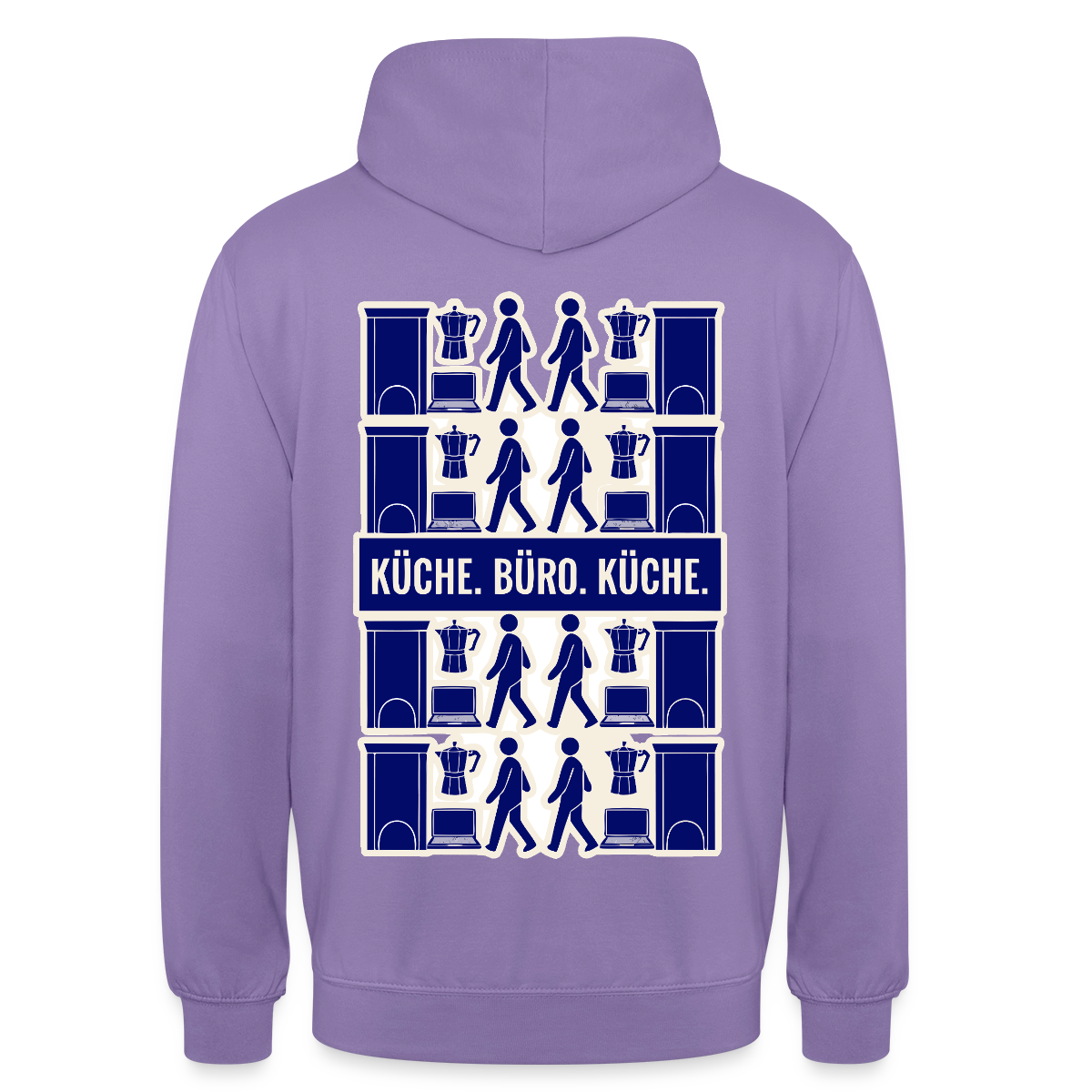 Küche. Büro. Küche. Motiv-Hoodie unisex, Farbe Lavendel