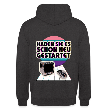 Haben Sie es schon neu gestartet? Vaporwave-Motiv Motiv-Hoodie unisex, Farbe Anthrazit