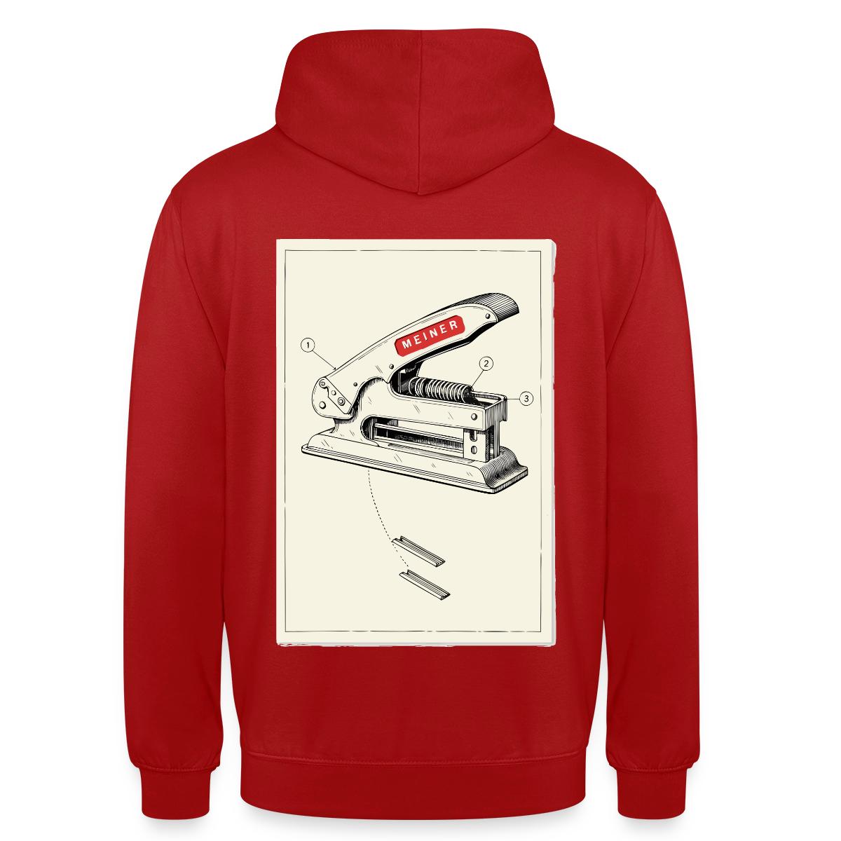 Meiner. Der Tacker kommt mit. Motiv-Hoodie unisex, Farbe Rot