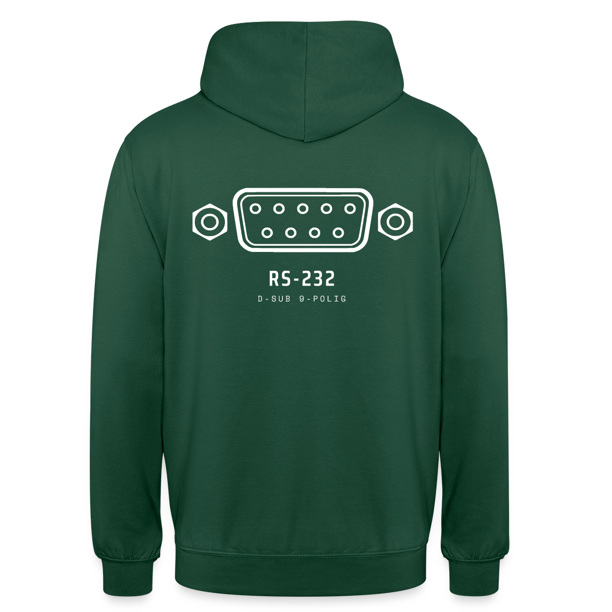 "RS-232, D-Sub 9-polig" Motiv-Hoodie unisex, Farbe Flaschengrün