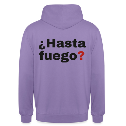 "¿Hasta fuego?" Motiv-Hoodie unisex, Farbe Lavendel