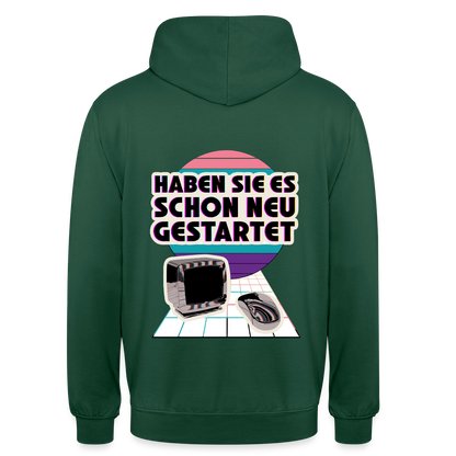 Haben Sie es schon neu gestartet? Vaporwave-Motiv Motiv-Hoodie unisex, Farbe Flaschengrün