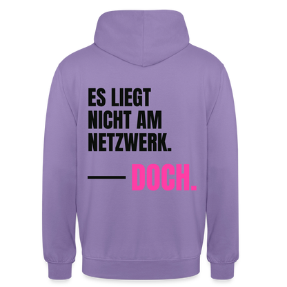 Es liegt nicht am Netzwerk. Doch. Motiv-Hoodie unisex, Farbe Lavendel