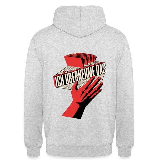 Ich übernehme das. Konstruktivismus-Motiv Motiv-Hoodie unisex, Farbe Hellgrau meliert