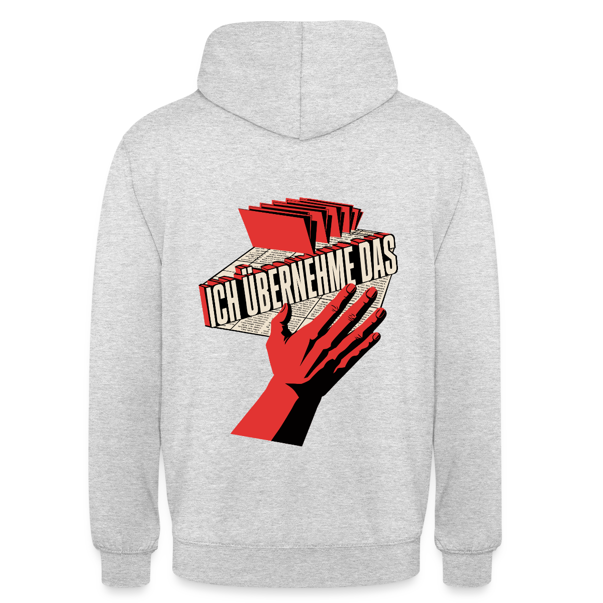 Ich übernehme das. Konstruktivismus-Motiv Motiv-Hoodie unisex, Farbe Hellgrau meliert