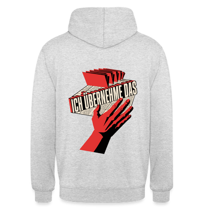 Ich übernehme das. Konstruktivismus-Motiv Motiv-Hoodie unisex, Farbe Hellgrau meliert
