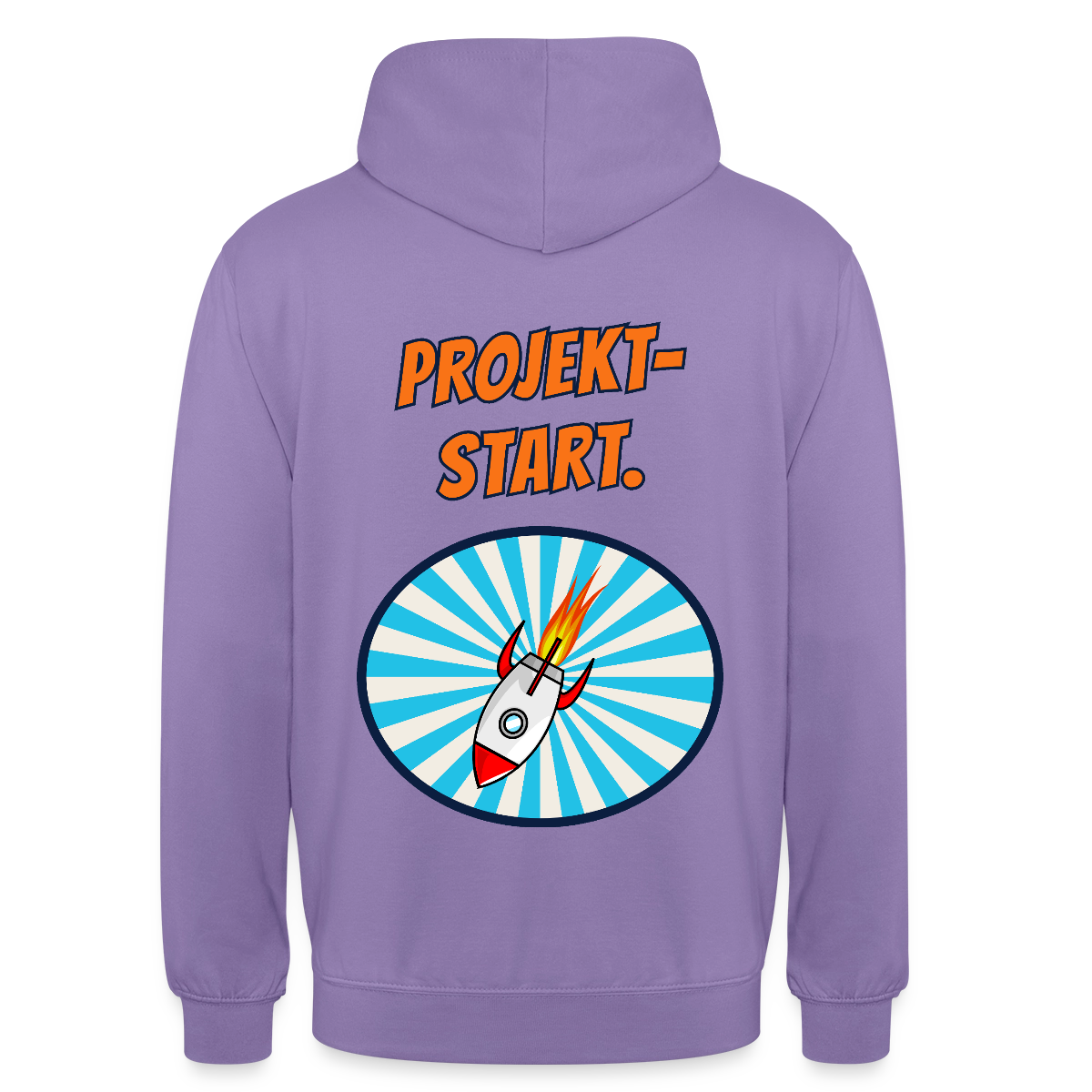 Projektstart. Motiv-Hoodie unisex, Farbe Lavendel
