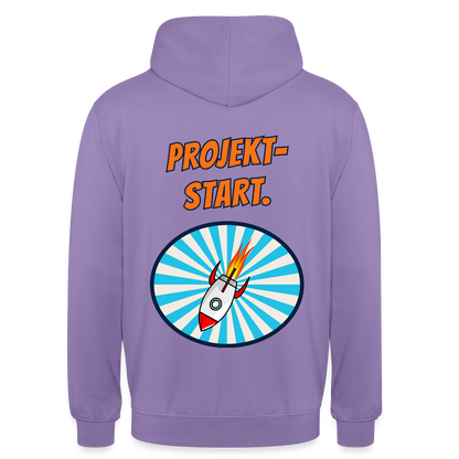 Projektstart. Motiv-Hoodie unisex, Farbe Lavendel