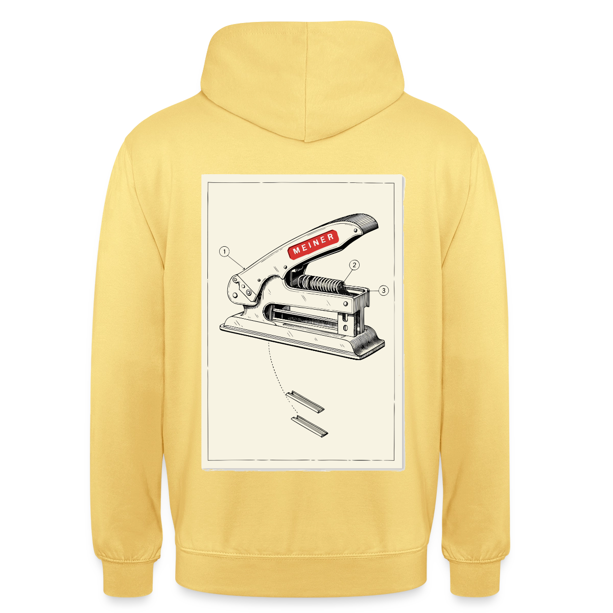 Meiner. Der Tacker kommt mit. Motiv-Hoodie unisex, Farbe Zitronengelb