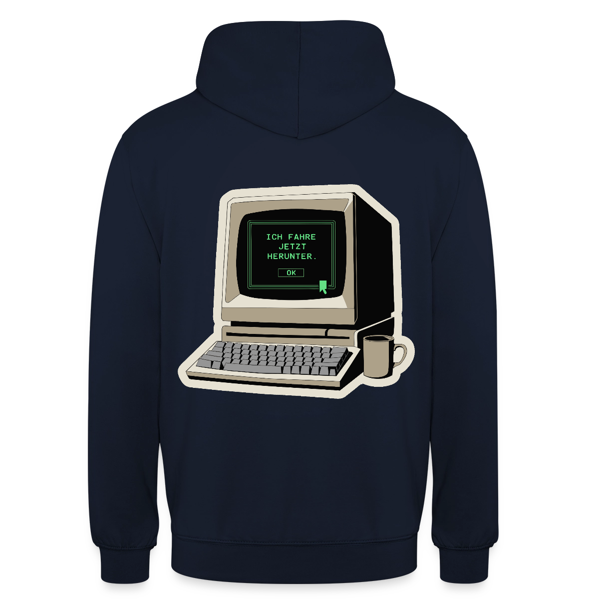 Ich fahre jetzt herunter. Motiv-Hoodie unisex, Farbe Navy