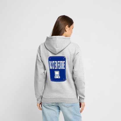 Das ist ein Feature. Emailschild-Motiv Motiv-Hoodie unisex, Farbe Hellgrau meliert, Model