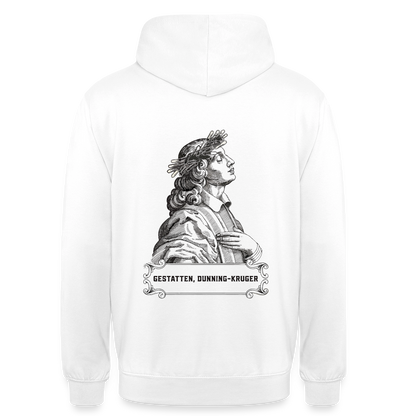 "Gestatten, Dunning-Kruger. Kupferstich-Motiv" Motiv-Hoodie unisex, Farbe Weiß