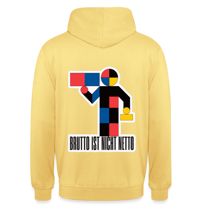 "Brutto ist nicht Netto. Bauhaus-Motiv" Motiv-Hoodie unisex, Farbe Zitronengelb