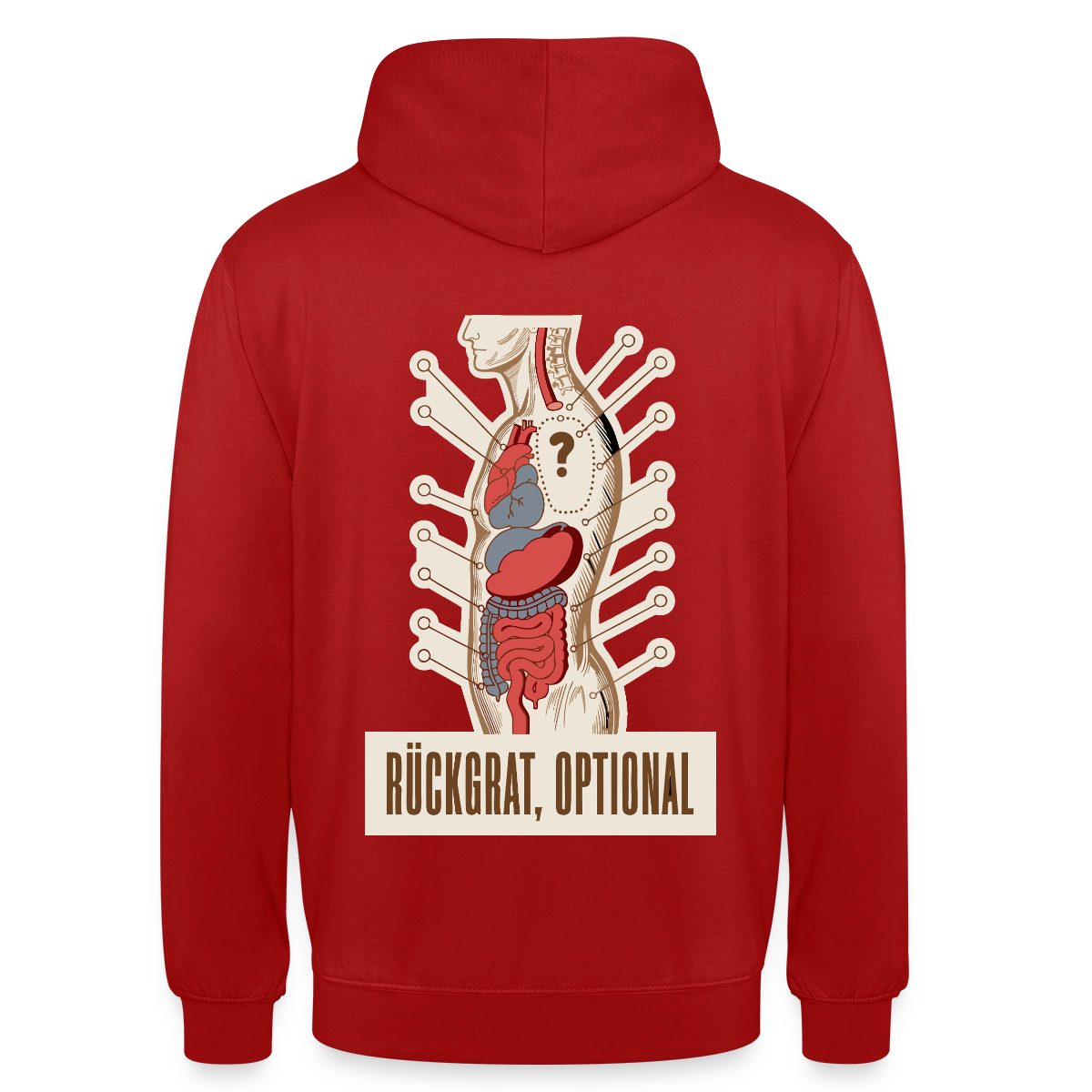 Rückgrat, optional. Anatomie-Motiv Motiv-Hoodie unisex, Farbe Rot