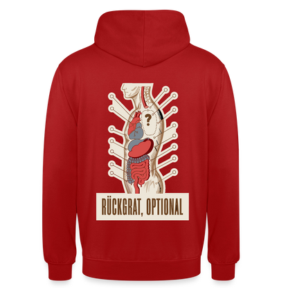 Rückgrat, optional. Anatomie-Motiv Motiv-Hoodie unisex, Farbe Rot