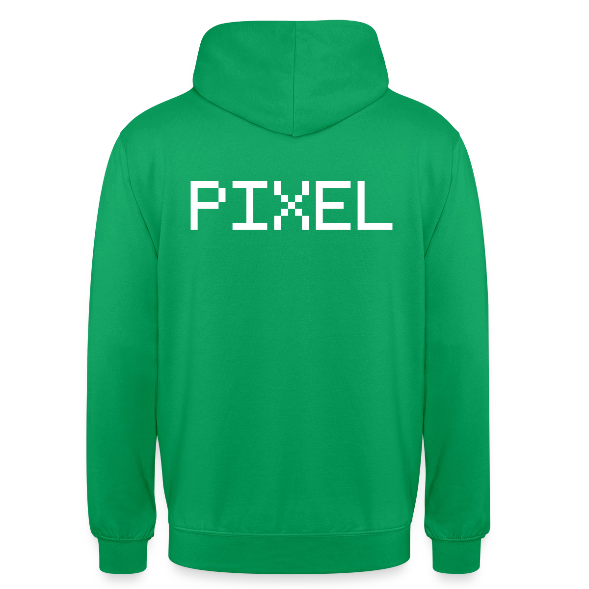 Pixel. Monochrom-Motiv Motiv-Hoodie unisex, Farbe Kelly Green