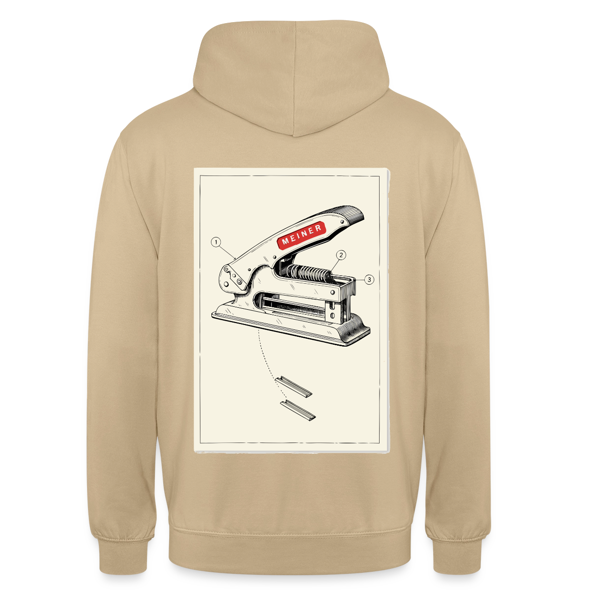 Meiner. Der Tacker kommt mit. Motiv-Hoodie unisex, Farbe Beige