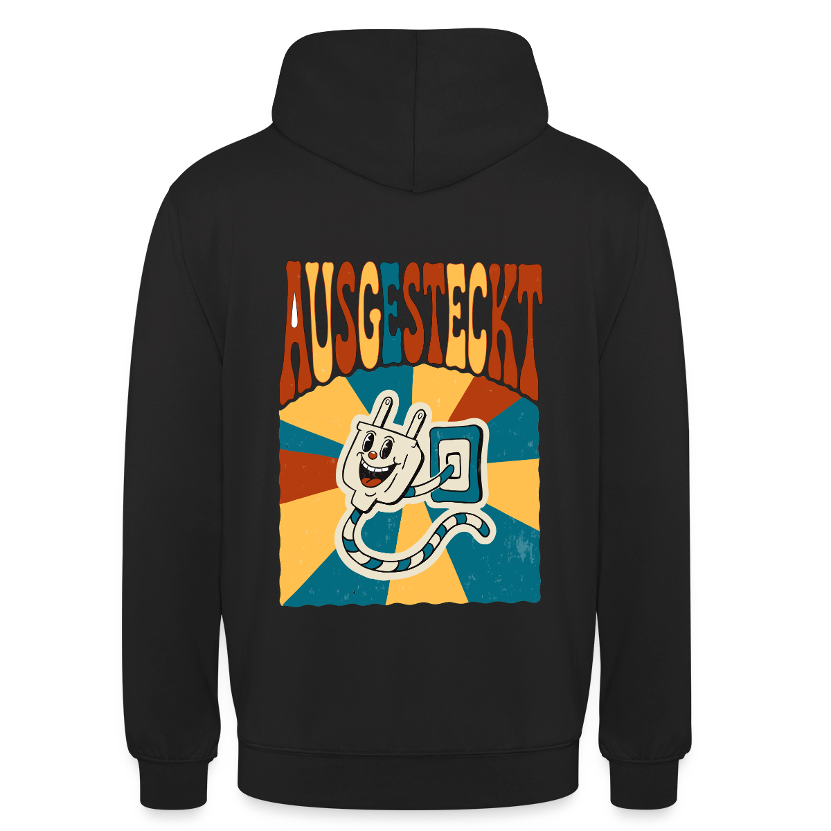 "Ausgesteckt. Midcentury-Motiv" Motiv-Hoodie unisex, Farbe Schwarz