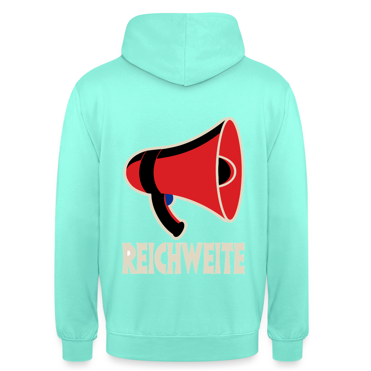 Reichweite. Sachplakat-Motiv Motiv-Hoodie unisex, Farbe Mint