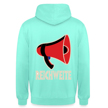 Reichweite. Sachplakat-Motiv Motiv-Hoodie unisex, Farbe Mint