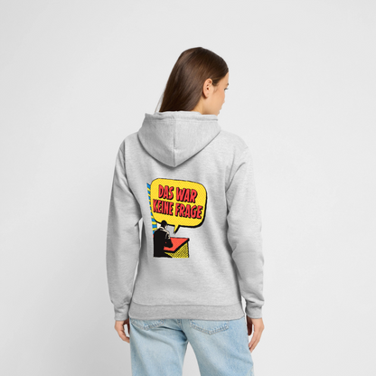 "Das war keine Frage. Popart-Motiv" Motiv-Hoodie unisex, Farbe Hellgrau meliert